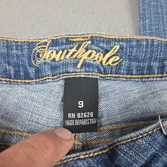 Y2K Southpole Jeans Womens 9 Low Rise Bootcut Light Blue Denim Patches Vintage‎ - Picture 2 of 13